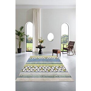 Desenlerin Dansı Geometrik Renkli Modern Renkli Kaymaz Taban Halı 80x120 cm