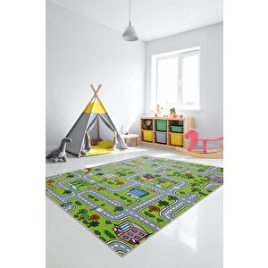 Minik Şehir, Büyük Hayaller: Oyun Halısıyla Keşfe Çık Eğitici Kaymaz Taban Oyun Halısı 80x300 cm