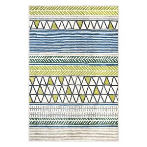 Desenlerin Dansı Geometrik Renkli Modern Renkli Kaymaz Taban Halı