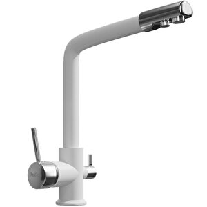 Real Stone K012 Beyaz Mutfak Evyesi + Abant Beyaz Arıtmalı Mutfak Bataryası