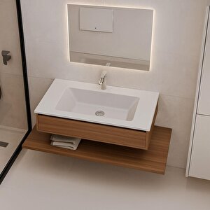 Zenith 80 Etajerli Beyaz Granit Banyo Lavabosu 80x45