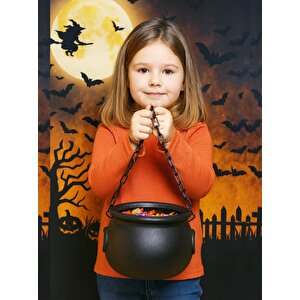 Cadılar Bayramı Cadı Kazanı Şeker Kovası Halloween Parti Dekorasyonu 16 Cm