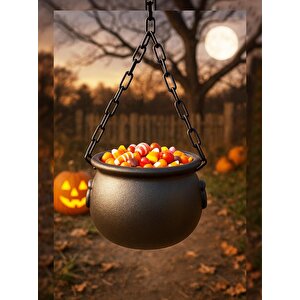 Cadılar Bayramı Cadı Kazanı Şeker Kovası Halloween Parti Dekorasyonu 16 Cm