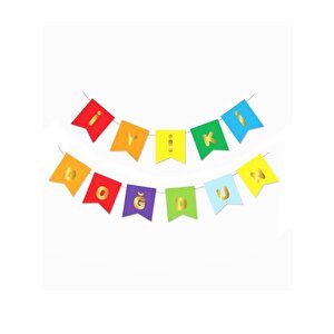 İyi Ki Doğdun Yazı Doğum Günü Banner Renkli Altın