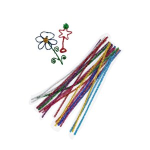 Simli Şönil Karışık Renkli Tüylü Tel 30 Cm 20 Adet 