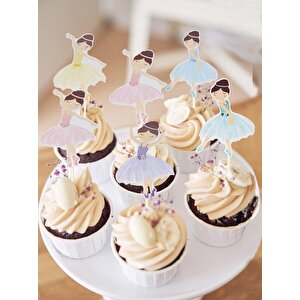 Balerin Temalı Kürdan Figürlü Pasta Süsü Cupcake Kürdanı 10'lu