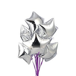 Yıldız Folyo Balon Doğum Günü Parti Balonu Gümüş 18 Inc- 45 Cm