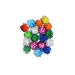 Karışık Renkli Simli Pon Pon 3 Cm 50 Adet 