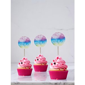 Gökkuşağı Temalı Kürdan Cupcake Kürdanı Pasta Süsü