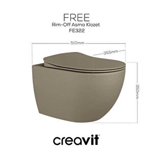 Free Rim-off Kanalsız Asma Klozet (fe322.cm) Mat Cappucino + Duck Yavaş Kapanan Kapak Mat Cappucino 2'li Set