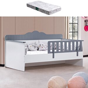 Karyola, Flower Montessori Karyola - Antrasit + 1 Adet Comfort Yatak