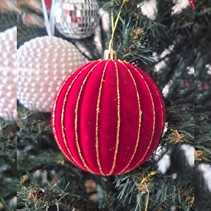 Lüks Yılbaşı Topu 10cm Kadife 4lü Bordo Ast6995