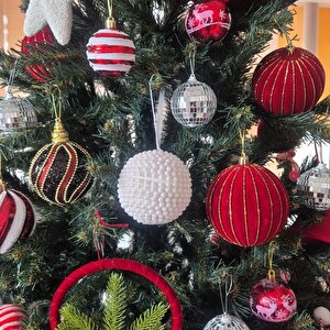 Lüks Yılbaşı Topu 8cm Beyaz İnci Top Süs 3lü Ast7269