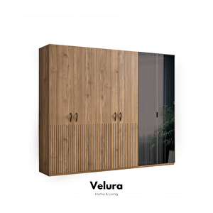 İzgi 6 Kapaklı (ahşap Ve Cam) Gardırop (dolap)