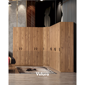 İzgi Yatak Odası Takımı (10 Ahşap Kapaklı Dolap + Şifonyer + Komodin + Karyola)