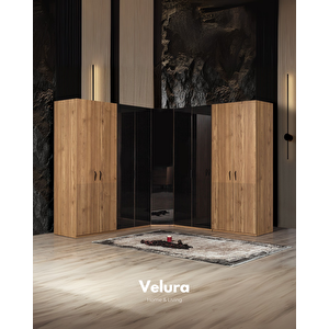 İzgi Yatak Odası Takımı (9 Kapaklı Köşe Dolap + Şifonyer + Komodin + Karyola)