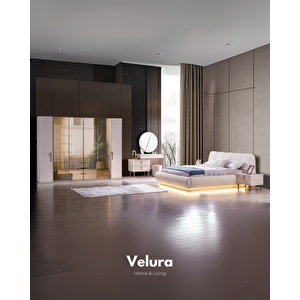 Tress Yatak Odası Takımı (6 Kapaklı Gardırop + Şifonyer + Komodin + Karyola)