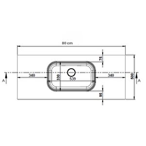 Pure Etajerli 80x50 Antrasit Granit Banyo Lavabosu