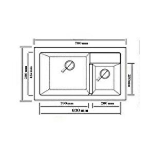 Kapadokya Granit Eviye P016 Antrasit 76.5 X 45.5 Cm Tezgah Üstü