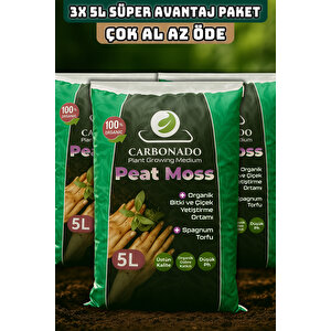 Peat Moss 5l X3 | Organik Torf Toprak | Saksı Ve Fide İçin | Süper Avantaj Paket