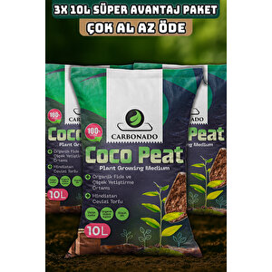 Cocopeat 10l X3 | Hindistan Cevizi Lifli Torf | Organik Toprak | Süper Avantaj Paketi