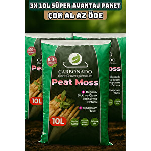 Peat Moss 10l X3 | Doğal Torf Toprak | Saksı Bitkileri İçin | Süper Avantaj Paket