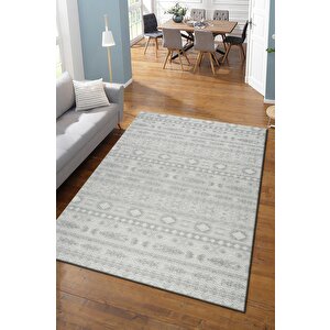 Modern Tasarımlı Jüt Dokuma Loop Sisal Gri Renk Halı 160x500 cm