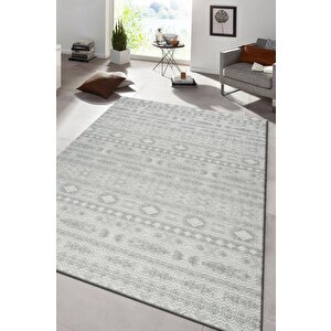 Modern Tasarımlı Jüt Dokuma Loop Sisal Gri Renk Halı 160x500 cm