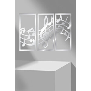 Nota Panel Gümüş Renk Aynalı Pleksi Müzik Odası Duvar Dekorasyonu