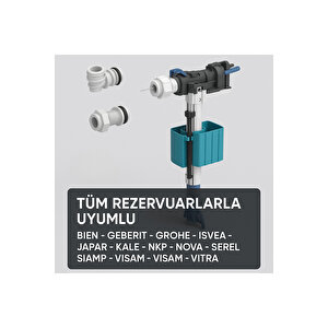 Tüm Rezervuarlarla Uyumlu 1/2” Ve 3/8” Girişli Sessiz Dolum Şamandırası Seti – Evrensel Uyumlu
