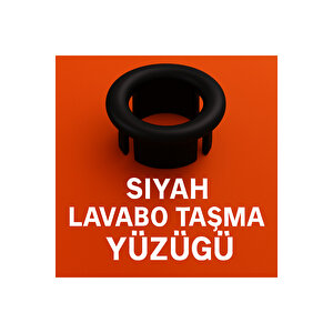 2 Adet Siyah Lavabo Taşma Yüzüğü | Evye Taşma Delik Kapağı – Plastik Malzeme