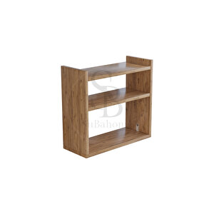 %100 Mdf - 40 Cm Tezgah Üstü Ahşap Dokulu Şık Baharatlık Masa Üstü Düzenleyici Banyo Rafı Kahverengi