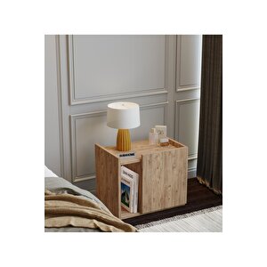 50 Cm Mdf Modern Ahşap Komodin Çok Amaçlı Dolap Yan Sehpa Plak Dolabı Koltuk Yanı Sehpa