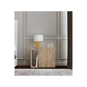 50 Cm Mdf Modern Ahşap Komodin Çok Amaçlı Dolap Yan Sehpa Plak Dolabı Koltuk Yanı Sehpa
