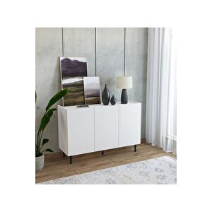Modern Demir Ayaklı Beyaz Konsol Mdf 120 Cm