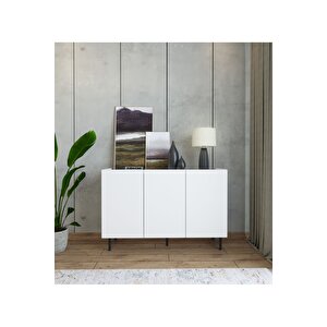 Modern Demir Ayaklı Beyaz Konsol Mdf 120 Cm