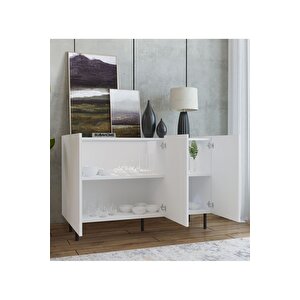 Modern Demir Ayaklı Beyaz Konsol Mdf 120 Cm