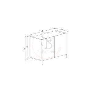 Modern Mdf Çok Amaçlı 80 Cm 2 Kapaklı Siyah Konsol- Demir Ayaklı Estetik Tasarım