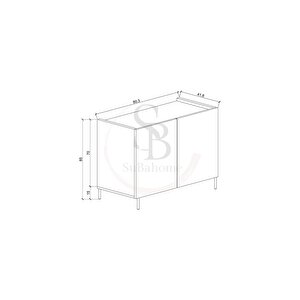 Modern Mdf Çok Amaçlı 80 Cm 2 Kapaklı Beyaz Konsol- Demir Ayaklı Estetik Tasarım
