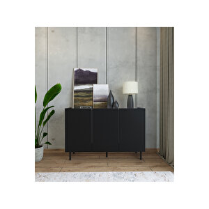 Modern Demir Ayaklı Siyah Konsol Mdf 120 Cm