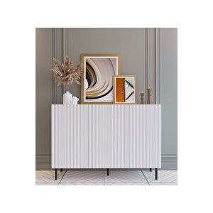Modern Ergonomik 120 Cm Beyaz Konsol - Demir Ayaklı Estetik Tasarım