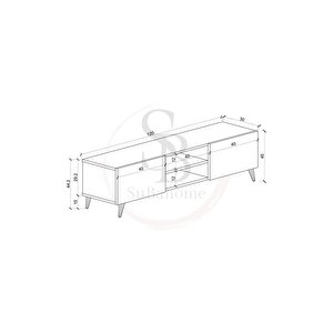 Ahşap Görünümlü Mdf 2 Kapaklı Raflı Tv Ünitesi 120 X 30 X 45 Modern Ve Fonksiyonel Tasarım