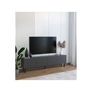 Minimalist 160 Cm Demir Ayaklı Antrasit Tv Ünitesi - İdeal Ebatlarla Modern Tasarım