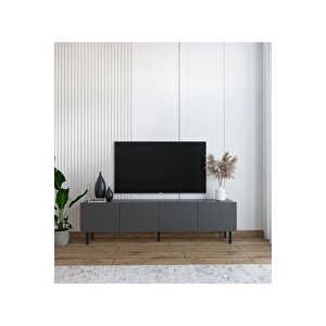 Minimalist 160 Cm Demir Ayaklı Antrasit Tv Ünitesi - İdeal Ebatlarla Modern Tasarım