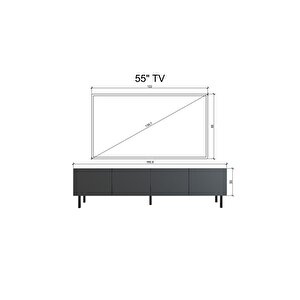 Minimalist 160 Cm Demir Ayaklı Antrasit Tv Ünitesi - İdeal Ebatlarla Modern Tasarım