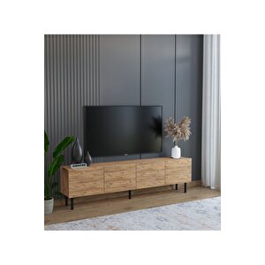 Minimalist 160 Cm Demir Ayaklı Ahşap Görünümlü Tv Ünitesi - İdeal Ebatlarla Modern Tasarım