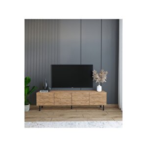 Minimalist 160 Cm Demir Ayaklı Ahşap Görünümlü Tv Ünitesi - İdeal Ebatlarla Modern Tasarım