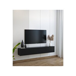 Duvara Monte Modern Minimalist Siyah Tv Ünitesi Dresuar Mdf 160 Cm