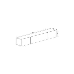 Duvara Monte Modern Minimalist Siyah Tv Ünitesi Dresuar Mdf 160 Cm