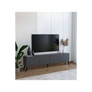Antrasit Ergonomik 4 Kapaklı Mdf Tv Ünitesi 160 X 30 X 45 - Modern Ve Fonksiyonel Tasarım